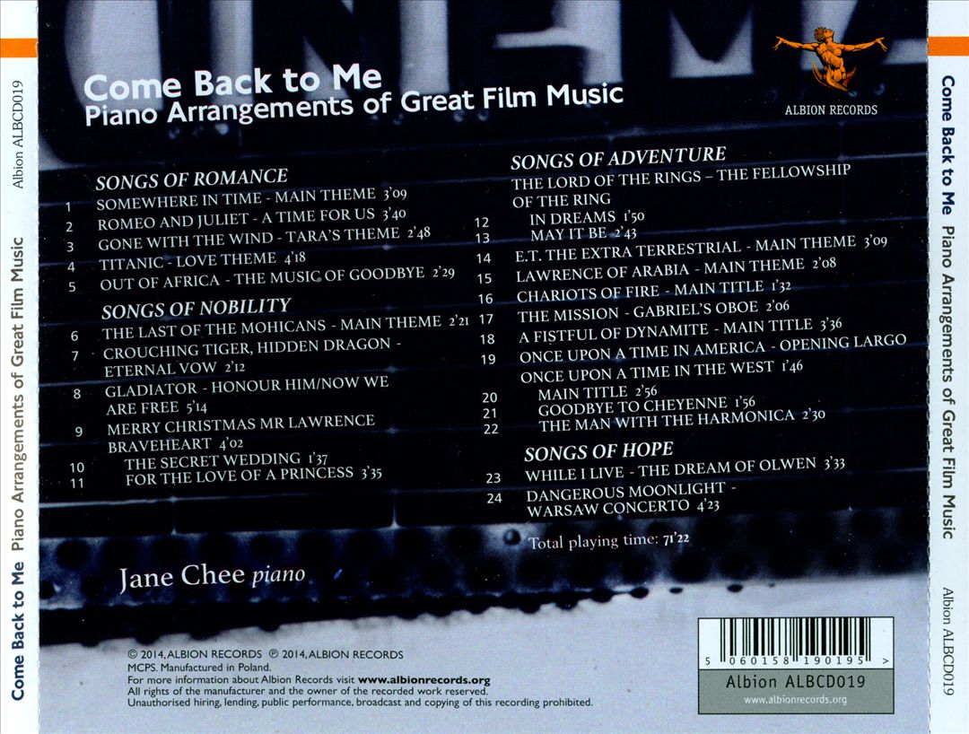 Come Back to Me: Piano Arrangements of Great Film Music cover art