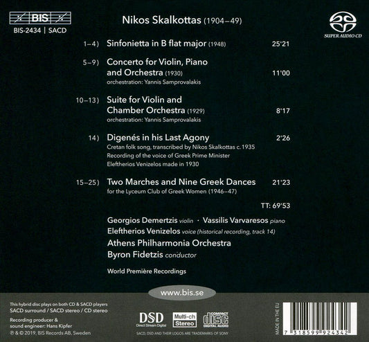 Nikos Skalkottas: Sinfonietta; Concerto; Suite cover art