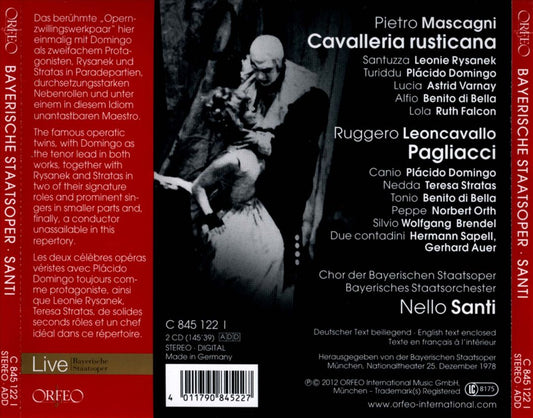Mascagni: Cavalleria Rusticana; Leoncavallo: Pagliacci cover art