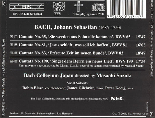 Bach: Cantatas, Vol. 21 - BWV 65, 81, 83 cover art
