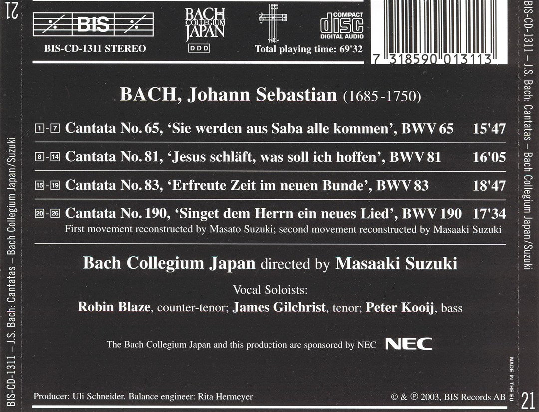 Bach: Cantatas, Vol. 21 - BWV 65, 81, 83 cover art