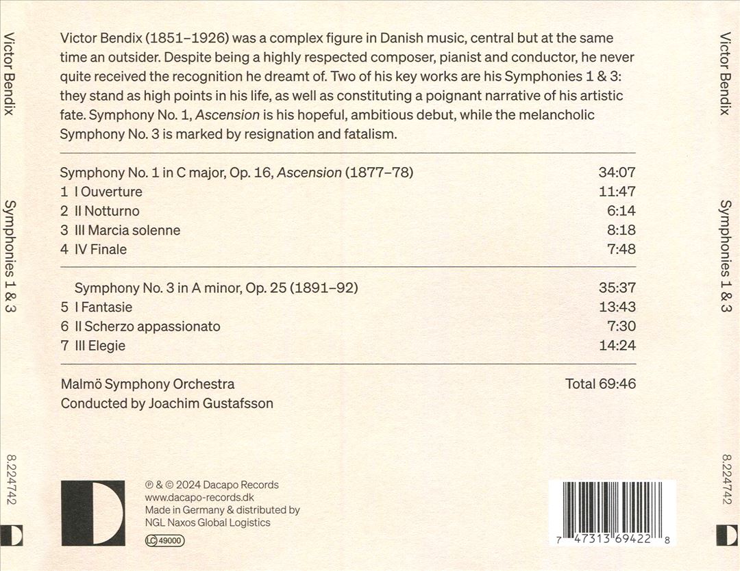 Victor Bendix: Symphonies 1 & 3 cover art