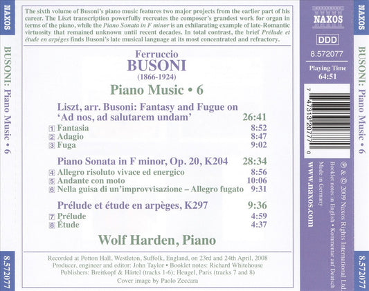 Busoni: Piano Music, Vol. 6 cover art