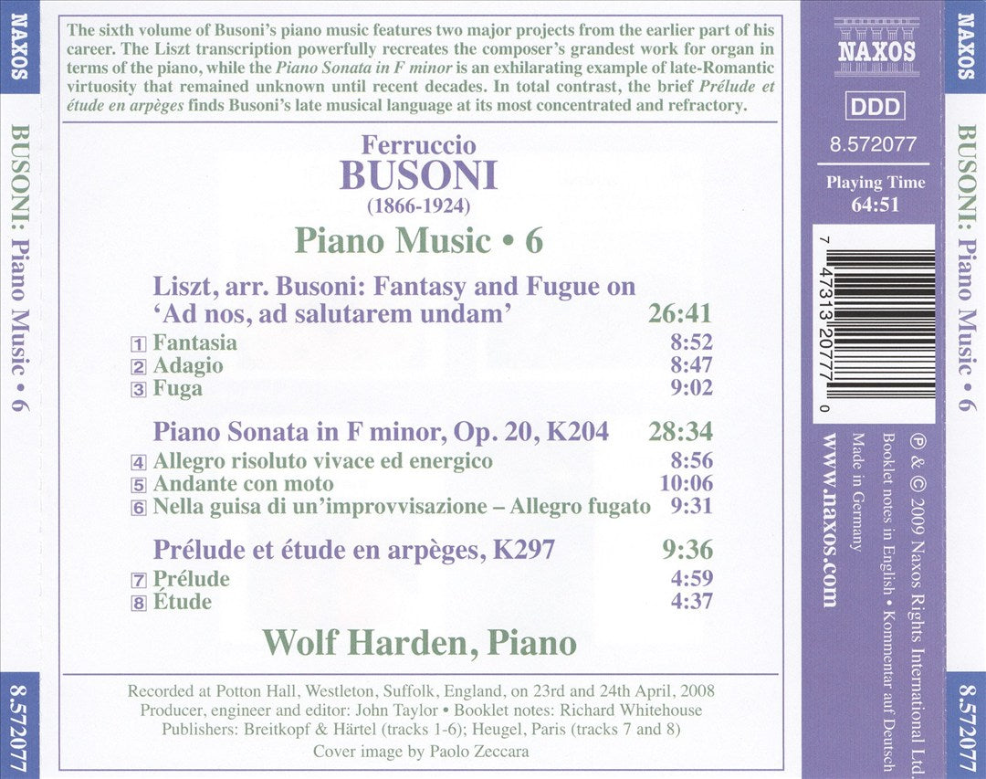 Busoni: Piano Music, Vol. 6 cover art