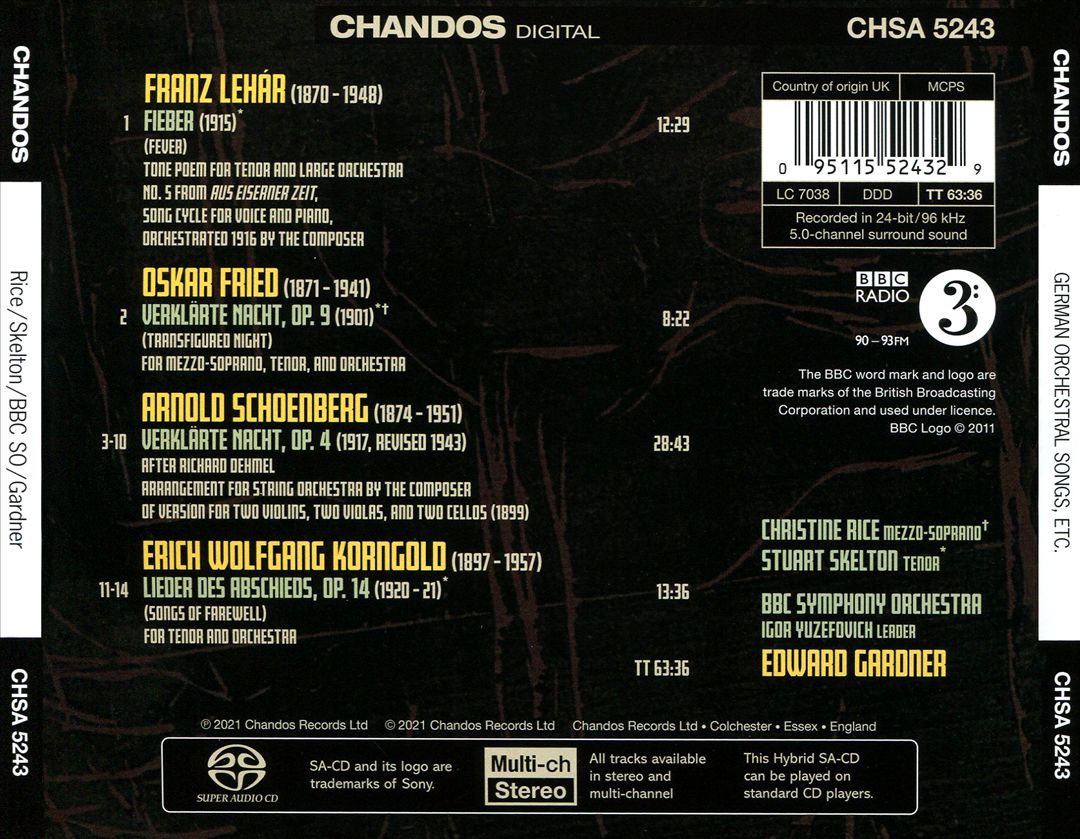 Verklärte Nacht: Schoenberg, Fried, Lehár, Korngold cover art
