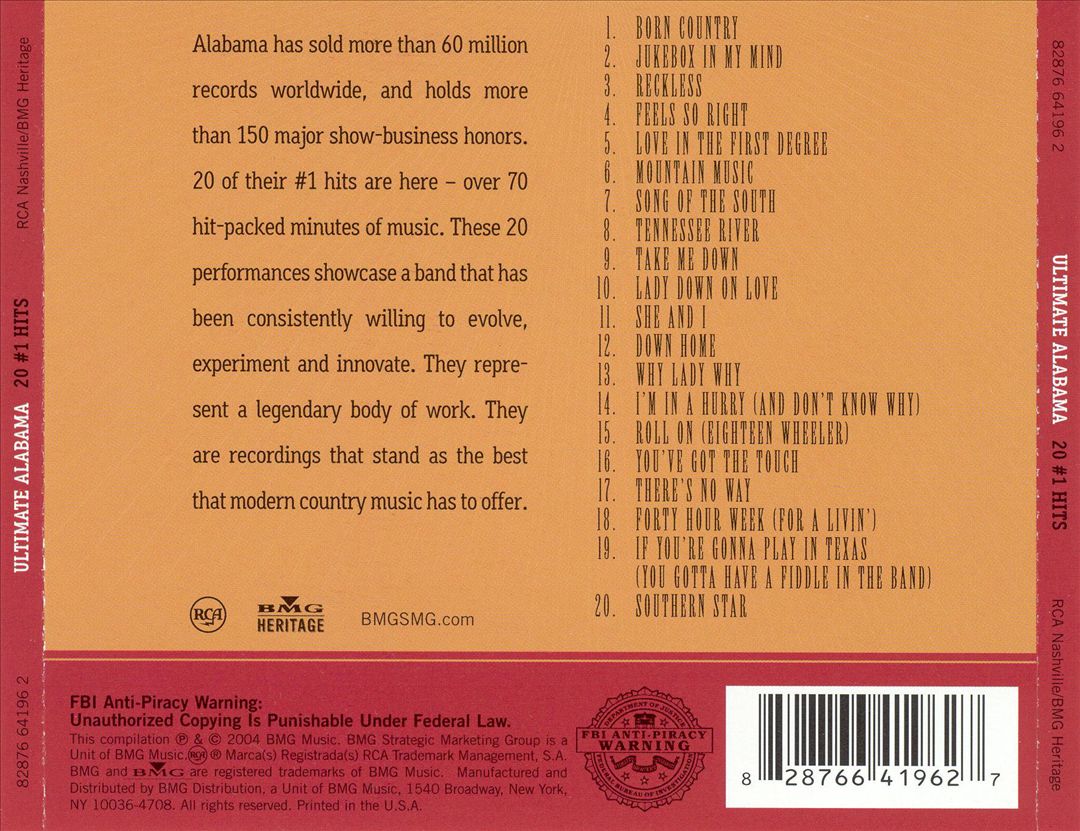 Ultimate Alabama: 20 #1 Hits cover art