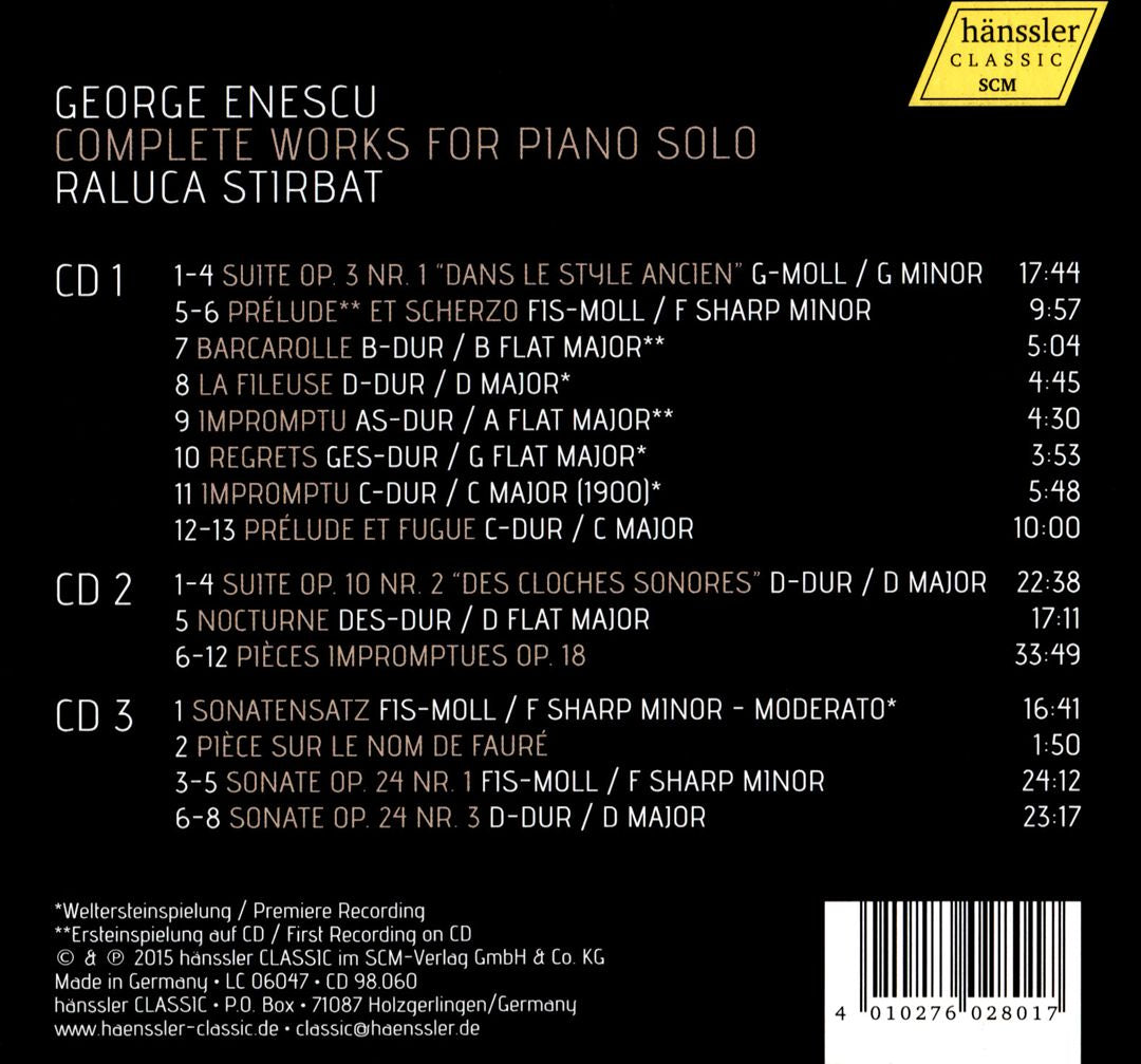 George Enescu: Complete Works for Piano Solo cover art