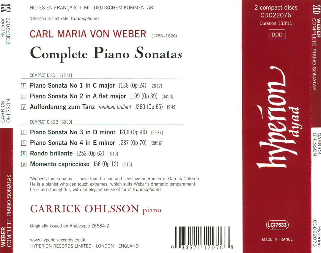 Weber: Complete Piano Sonatas cover art