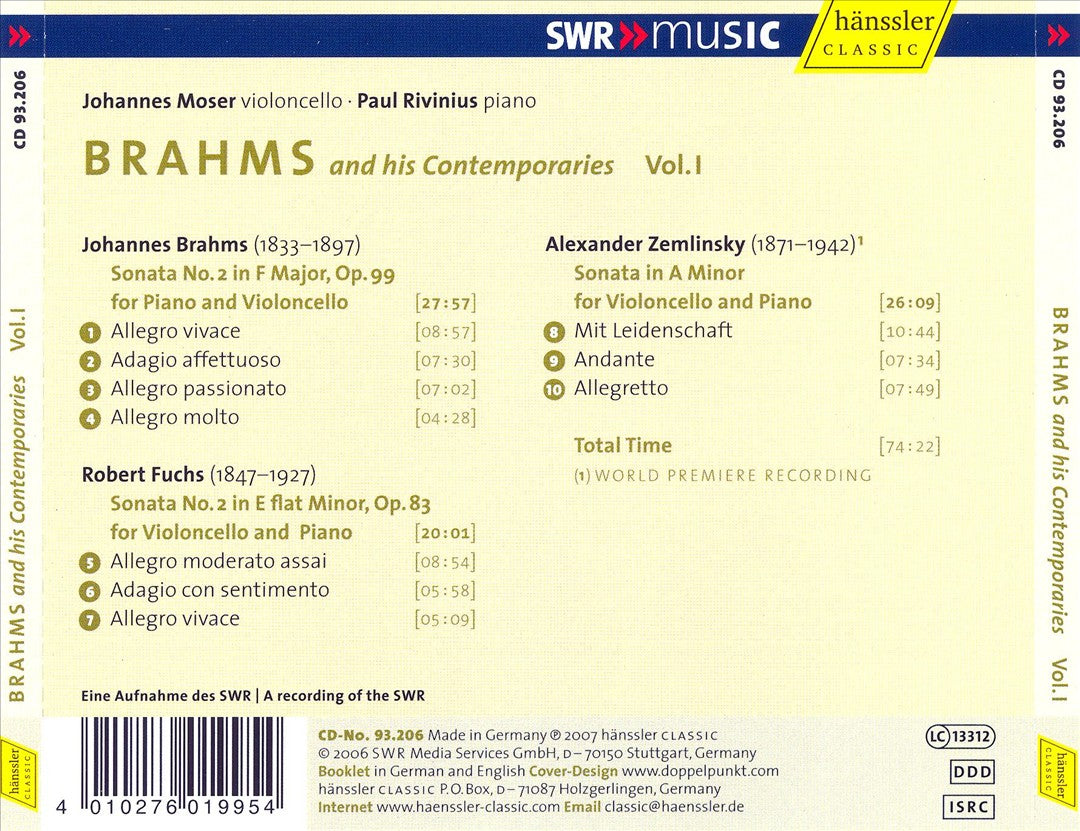 Brahms and His Contemporaries, Vol. 1 cover art