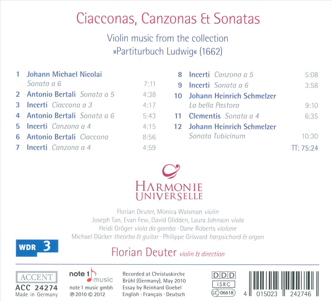 Ciacconas, Canzonas & Sonatas cover art