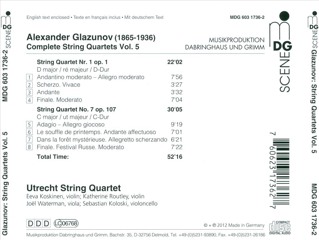 Glazunov: String Quartets, Vol. 5 cover art