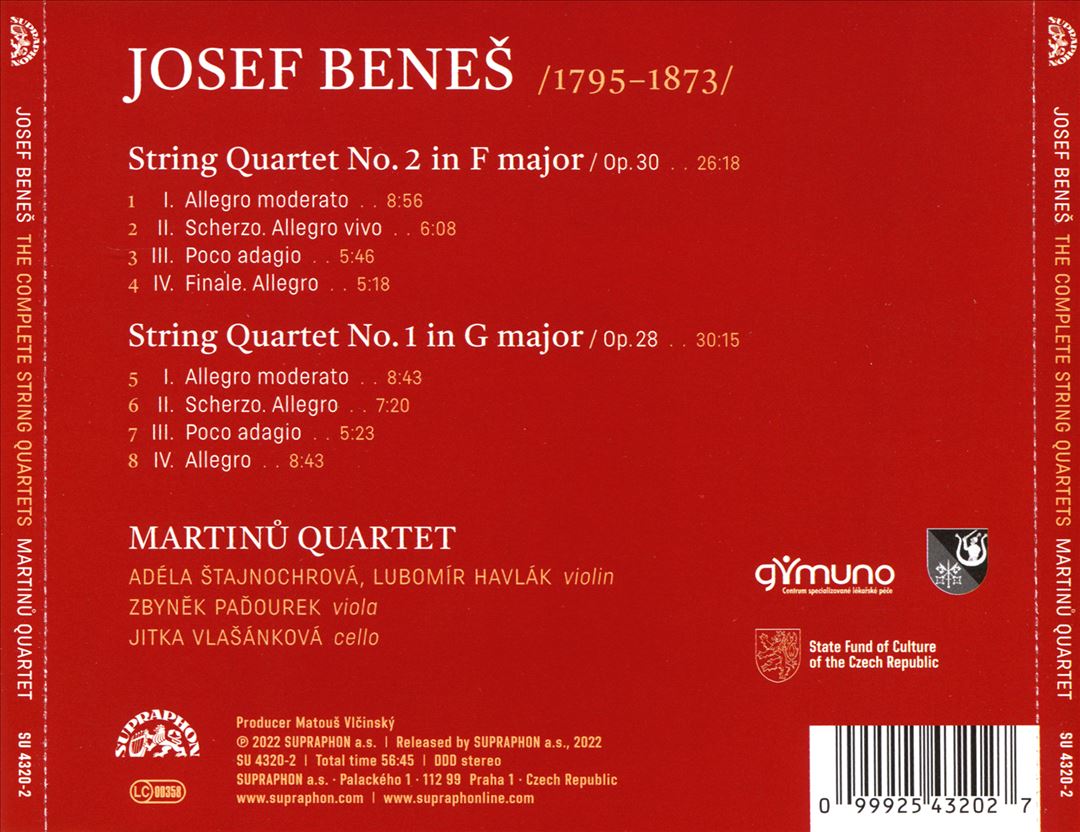 Josef Benes: The Complete String Quartets cover art
