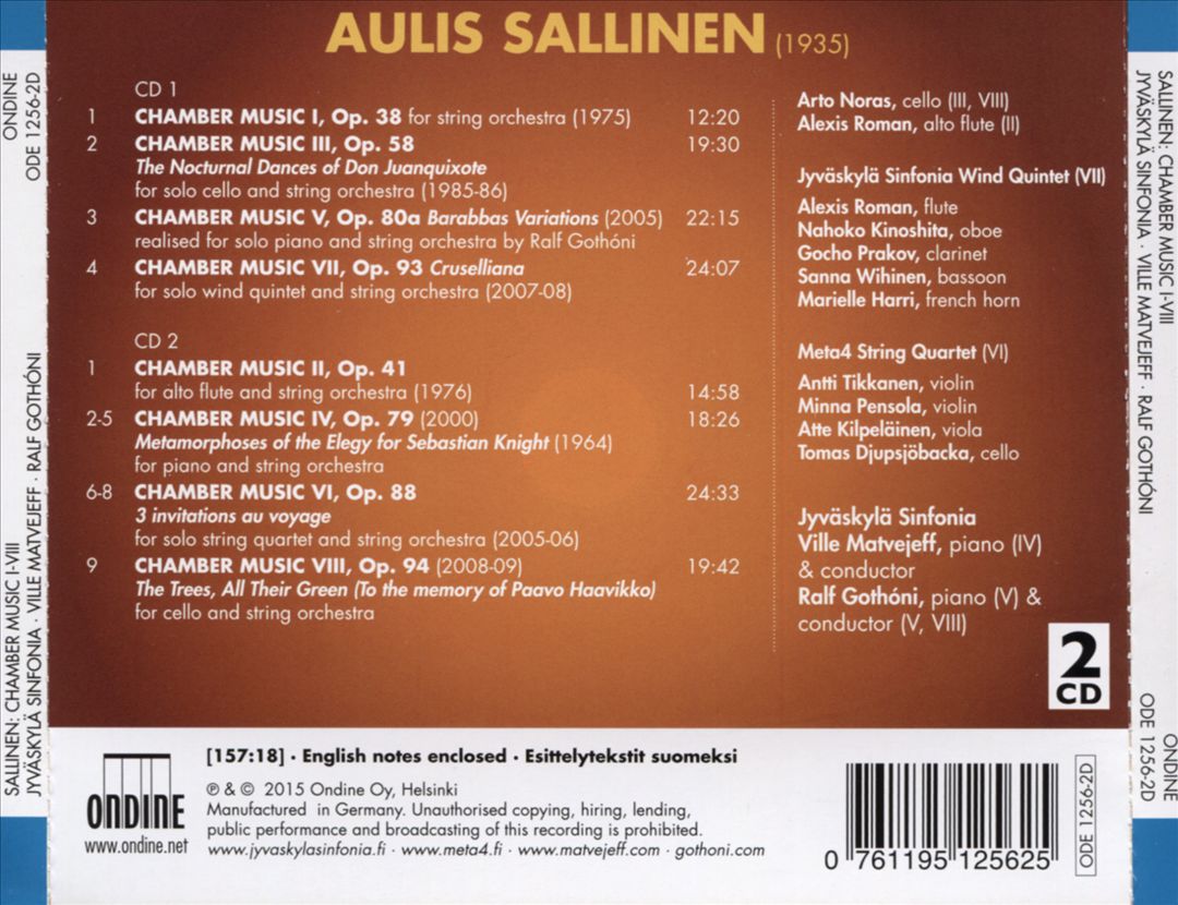Aulis Sallinen: Chamber Music Nos. 1-8 cover art