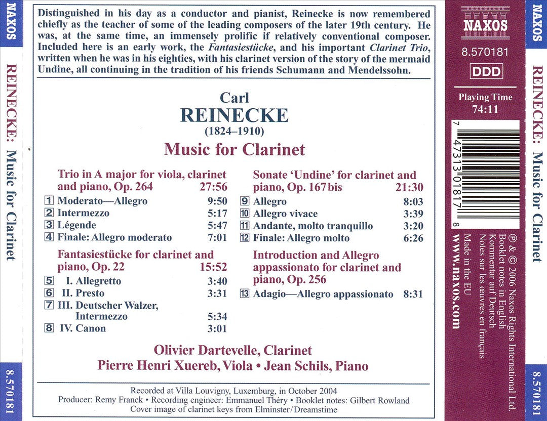 Reinecke: Music for Clarinet cover art