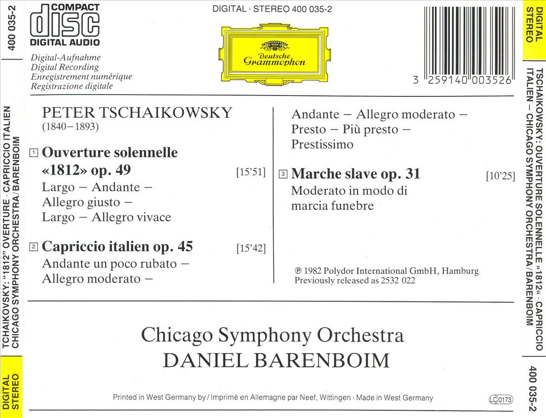 Tchaikovsky: Ouverture 1812; Capriccio italien; Marche slave cover art