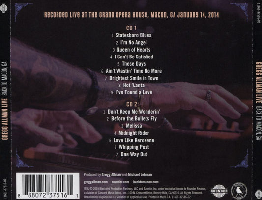 Gregg Allman Live: Back to Macon, GA cover art