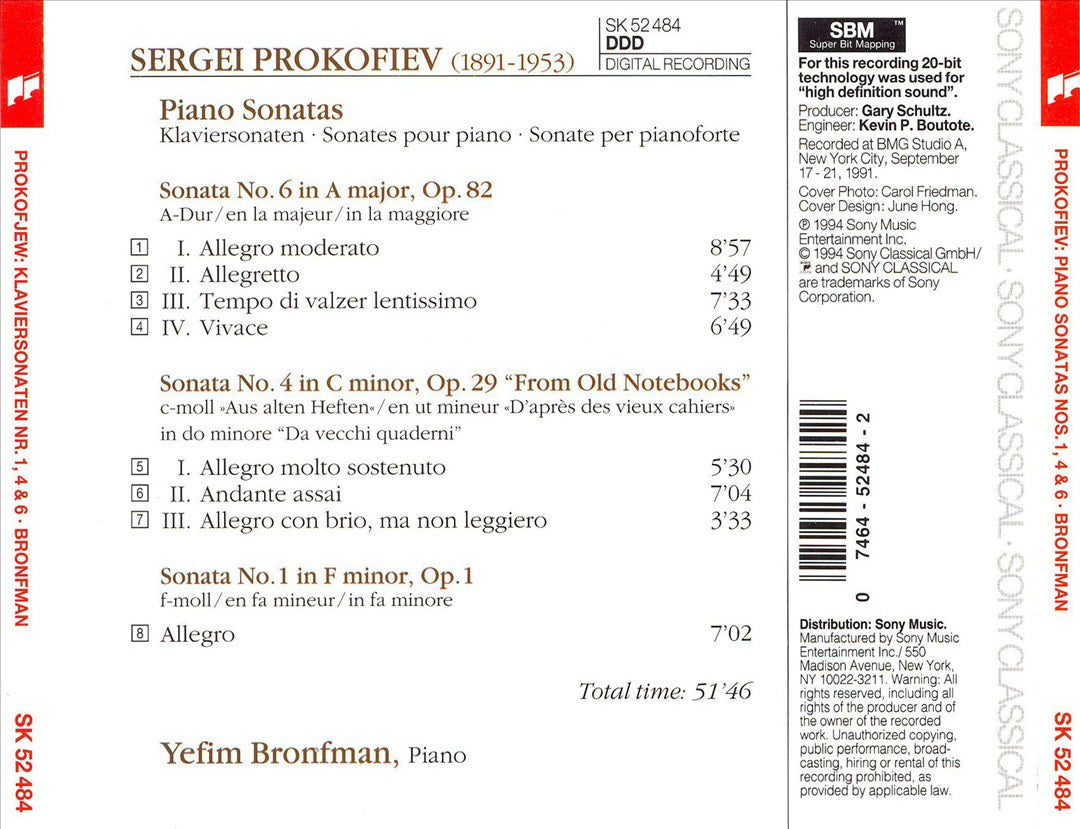 Prokofiev: Piano Sonatas Nos. 1, 4 & 6 cover art