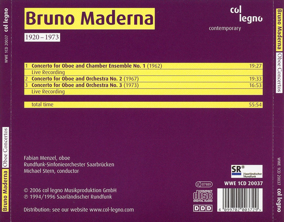 Bruno Maderna: Oboe Concertos cover art