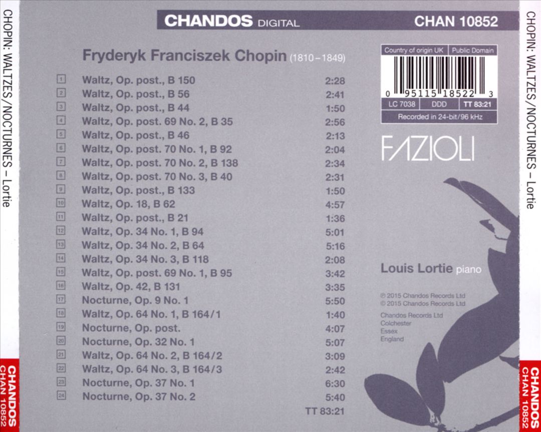 Louis Lortie Plays Chopin, Vol. 4: Waltzes; Nocturnes cover art