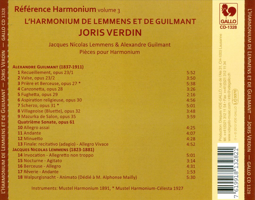 Référence Harmonium, Vol. 3: L'Harmonium de Lemmens et de Guilmant cover art