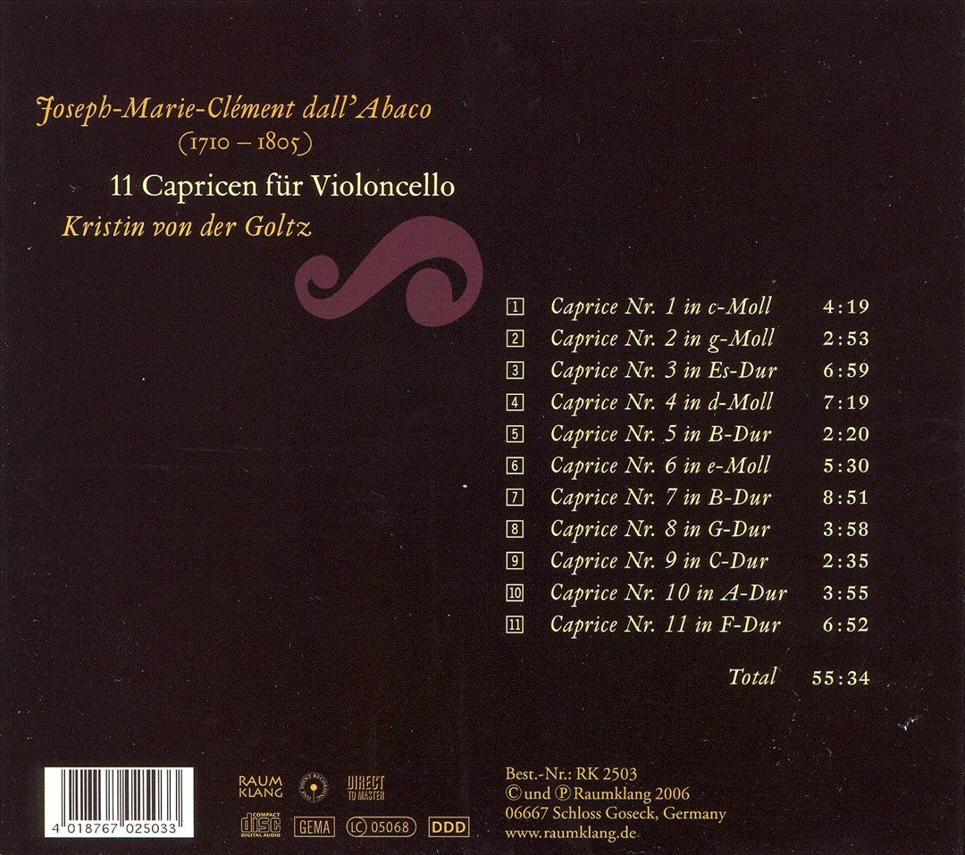 Joseph-Marie-Clément dall' Abaco: 11 Capricen für Violoncello cover art