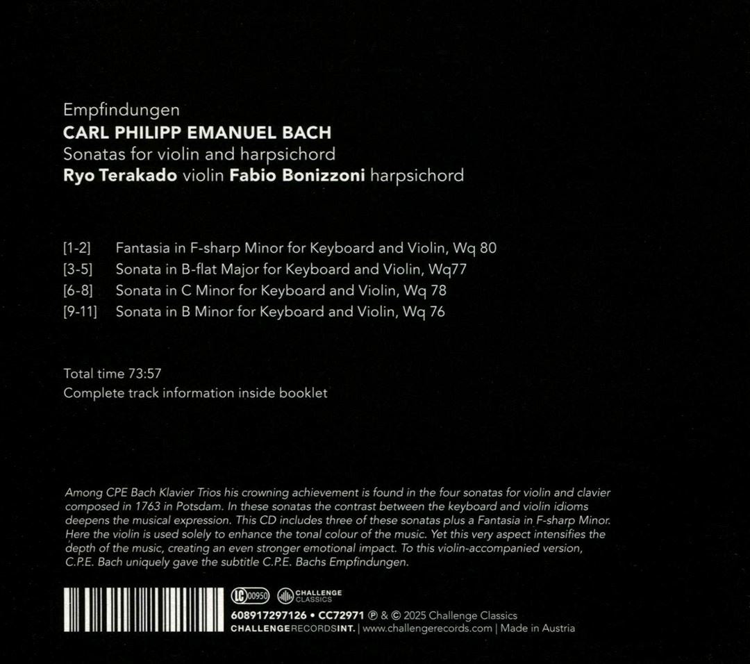 Carl Philipp Emanuel Bach: Sonatas for violin and harpsichord cover art