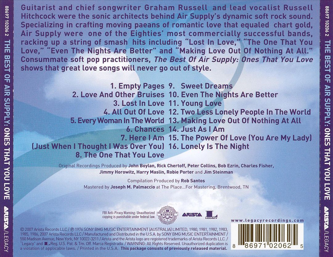 Best of Air Supply: Ones That You Love cover art