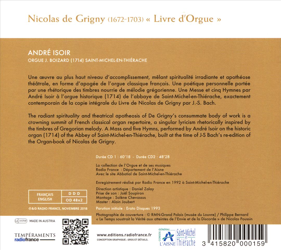 Nicolas de Grigny: Livre d'Orgue cover art