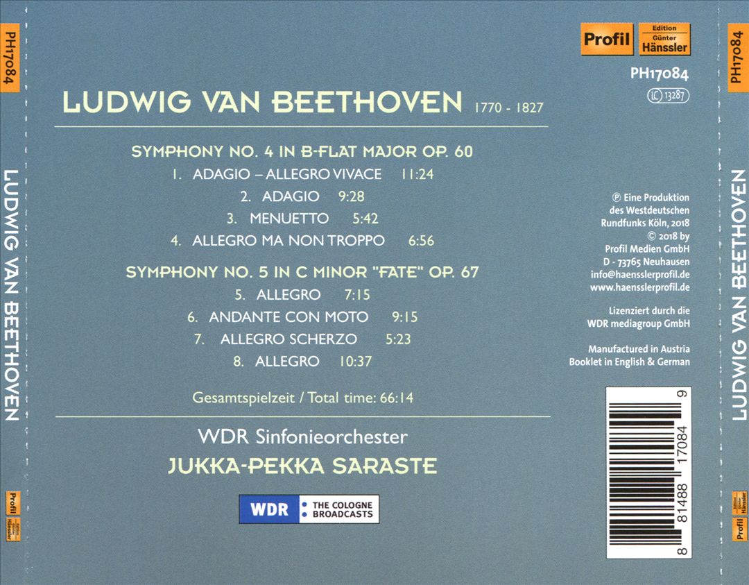 Beethoven: Symphonies 4/5 cover art