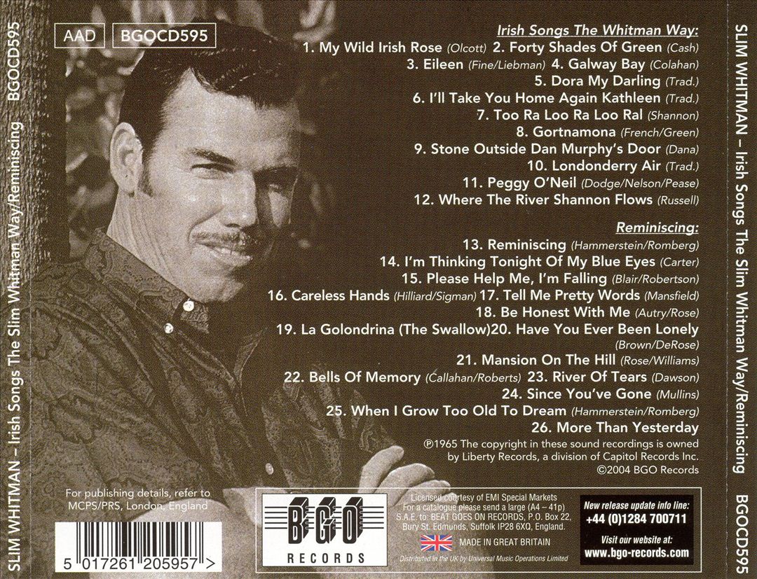 Irish Songs the Slim Whitman Way/Reminiscing cover art