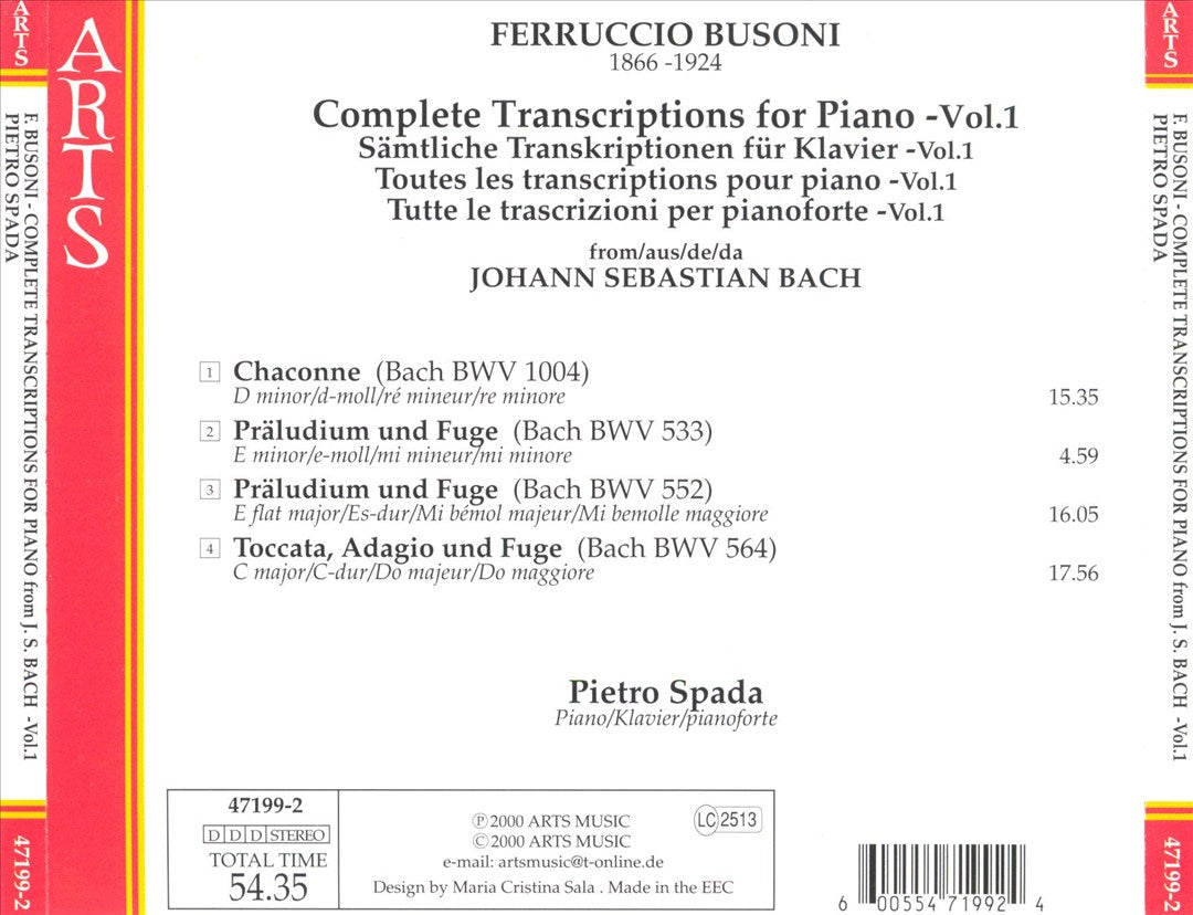 Busoni: Complete Bach Piano Transcriptions, Vol. 1 cover art