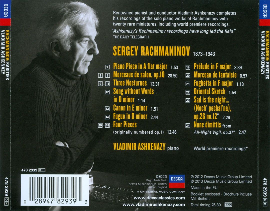 Rachmaninov Rarities cover art