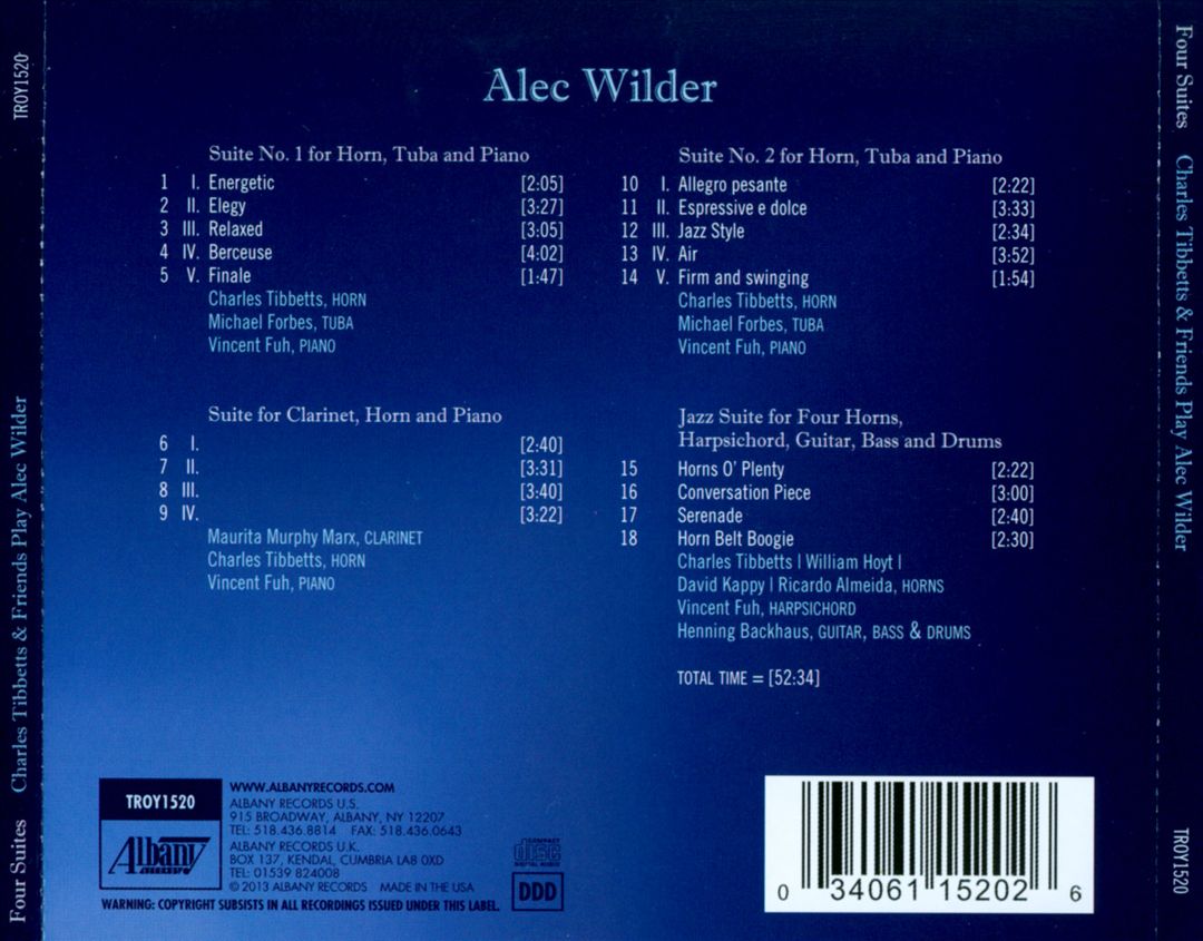 Four Suites: Charles Tibbetts and friends play Alec Wilder cover art