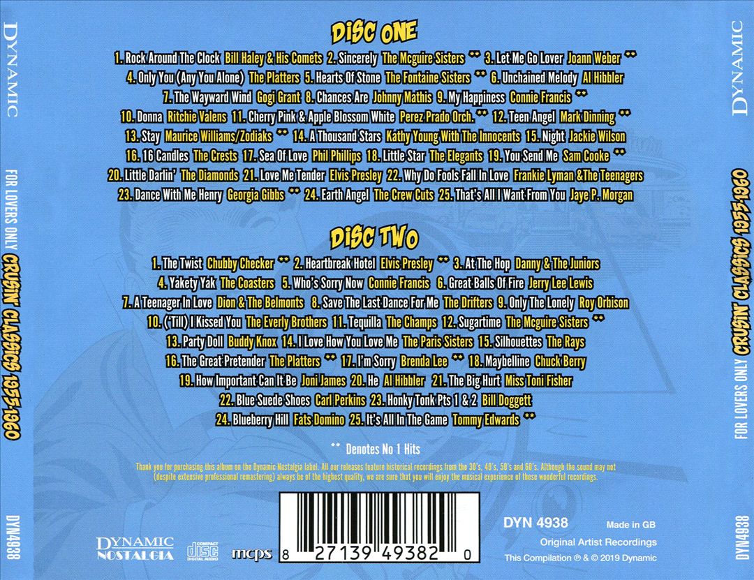 For Lovers Only: Cruisin' Classics 1955-1960 cover art