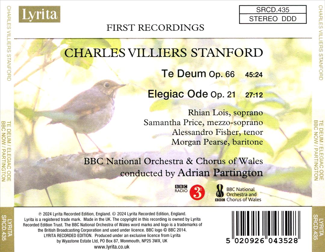 Stanford: Te Deum; Elegiac Ode cover art