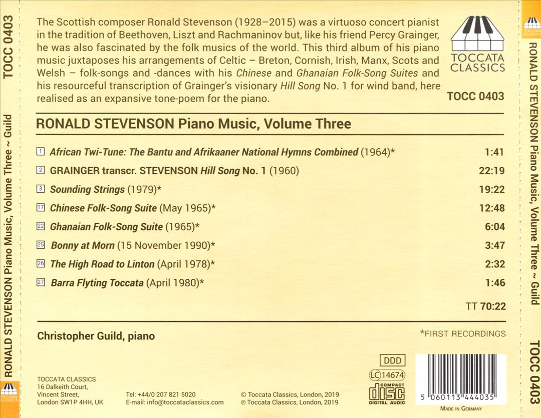 Ronald Stevenson: Piano Music, Vol. 3 cover art