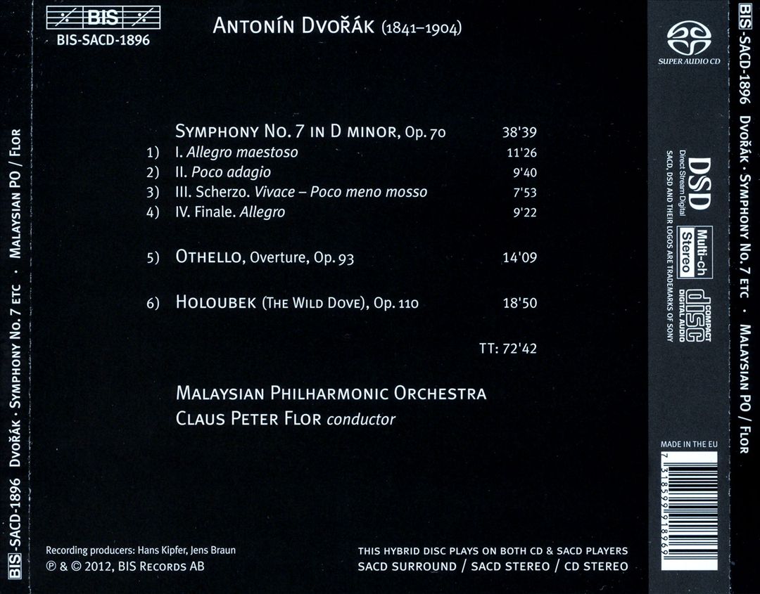 Dvorák: Symphony No. 7; Othello; The Wild Dove cover art