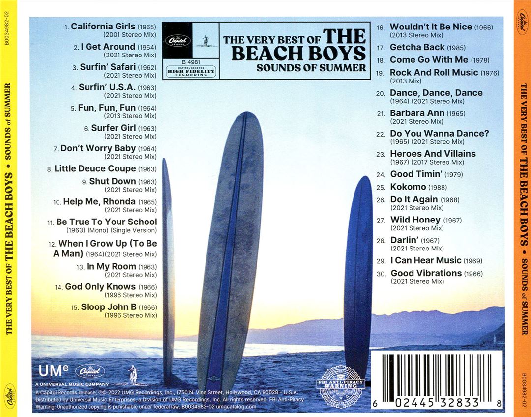 Sounds of Summer: The Very Best of the Beach Boys cover art