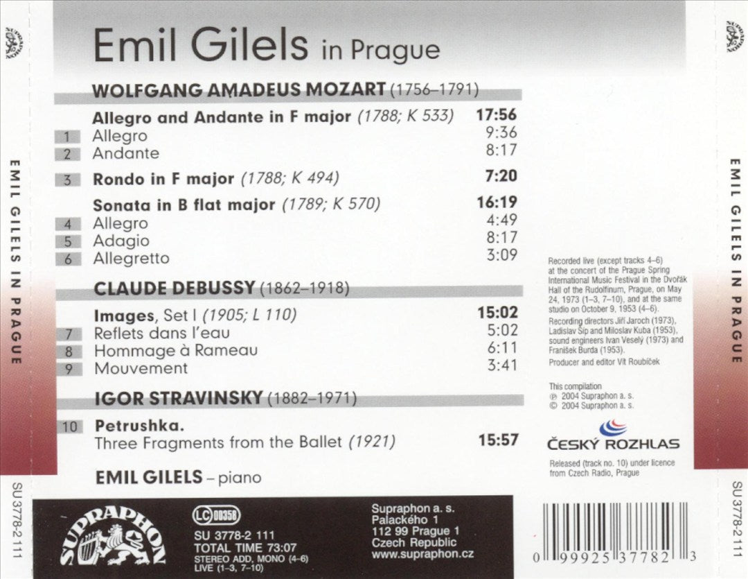 Emil Gilels in Prague cover art