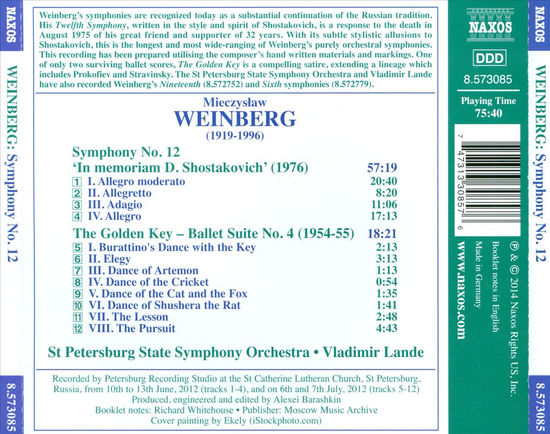 Weinberg: Symphony No. 12; The Golden Key cover art