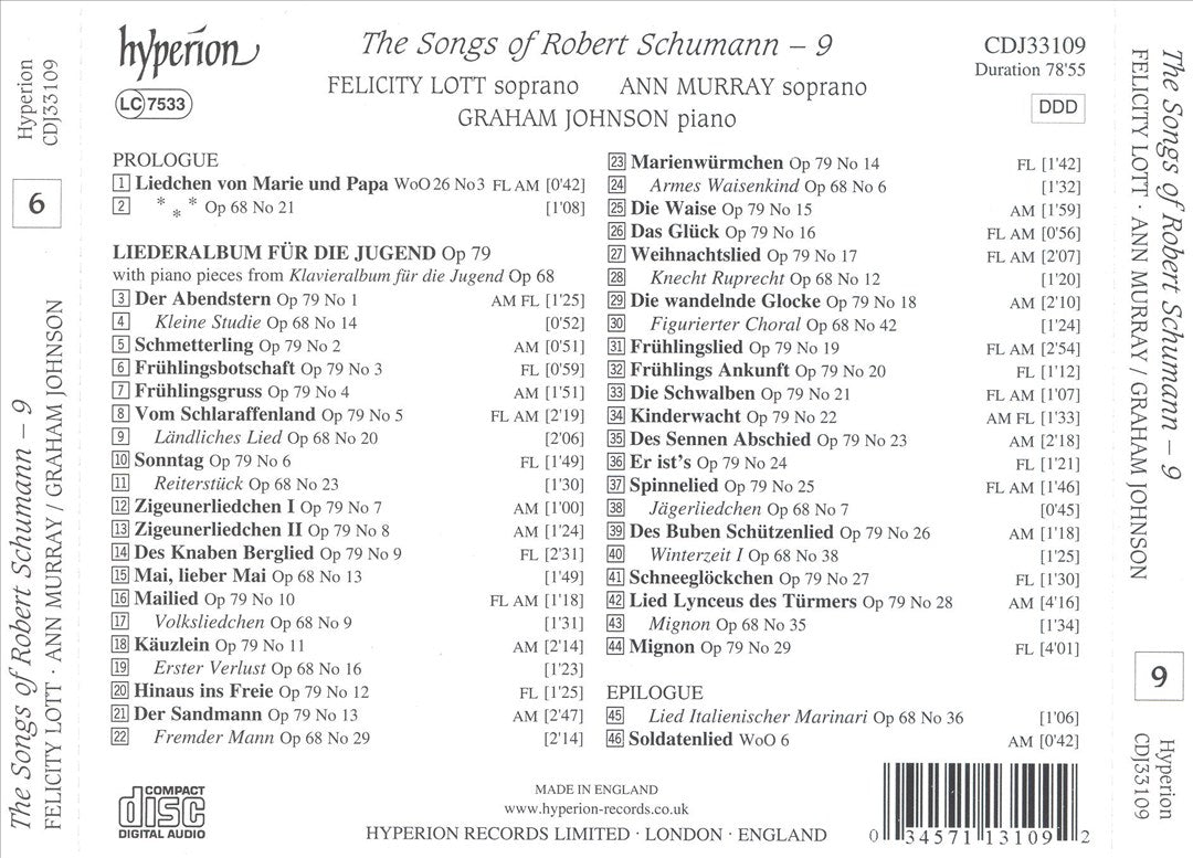 Songs of Robert Schumann, Vol. 9 cover art