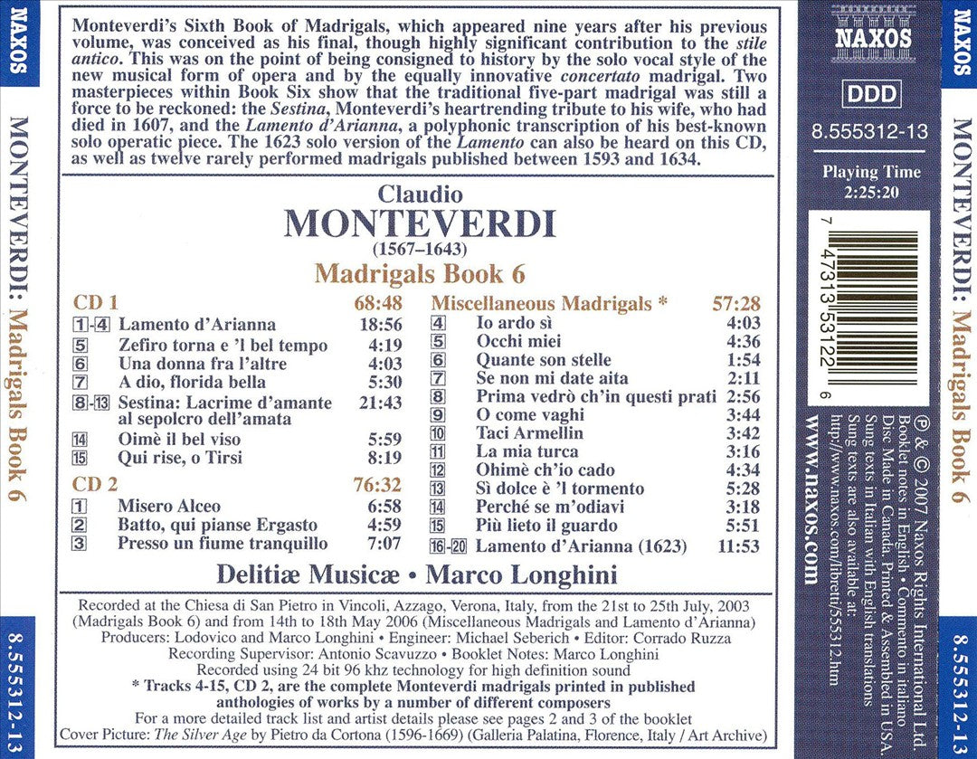 Claudio Monteverdi: Madrigals Book 6 cover art