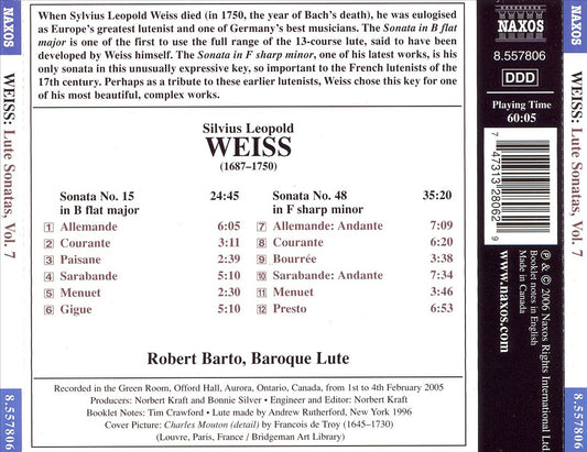 Weiss: Lute Sonatas, Vol. 7 Nos. 15 & 48 cover art