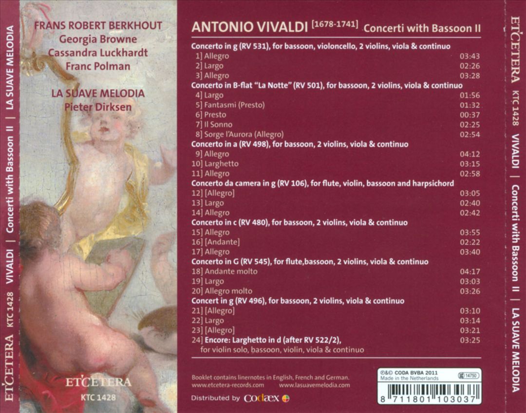 Antonio Vivaldi: Concerti with Bassoon II cover art