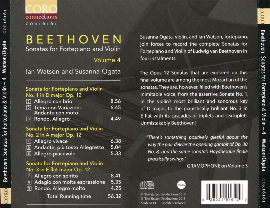 Beethoven: Sonatas for Fortepiano and Violin, Vol. 4 cover art