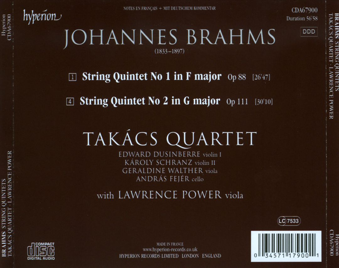 Brahms: String Quintets cover art