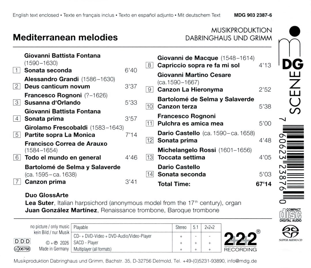Mediterranean Melodies: Virtuoso Sonatas and Canzonas c. 1600 cover art