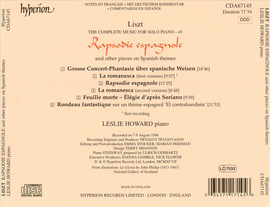 Liszt: Rapsodie espagnole, and Other Pieces on Spanish Themes cover art