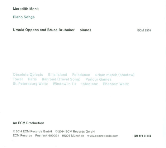 Meredith Monk: Piano Songs cover art