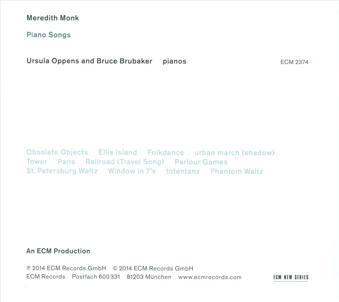 Meredith Monk: Piano Songs cover art